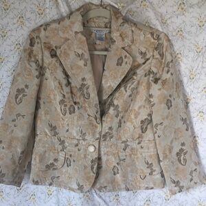 VERSAILLES Vintage tan & gold tapestry embroidered floral jacket. Size 10.
